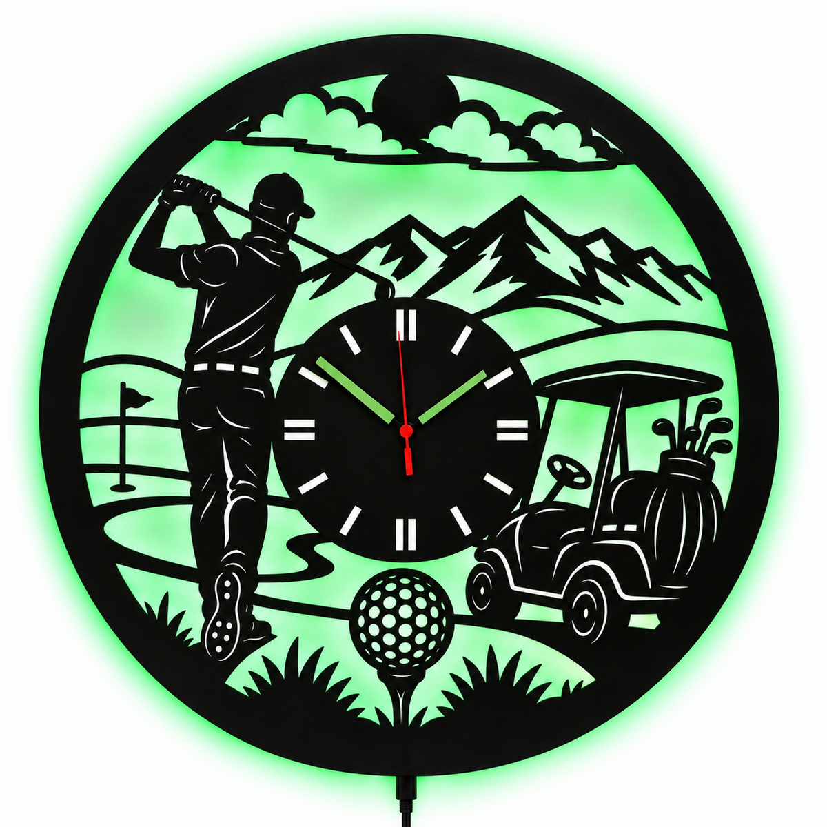 ResenWood™ Golf Wall Clock with RGB LED Lights, Bluetooth & Remote, Golf Gifts for Men
